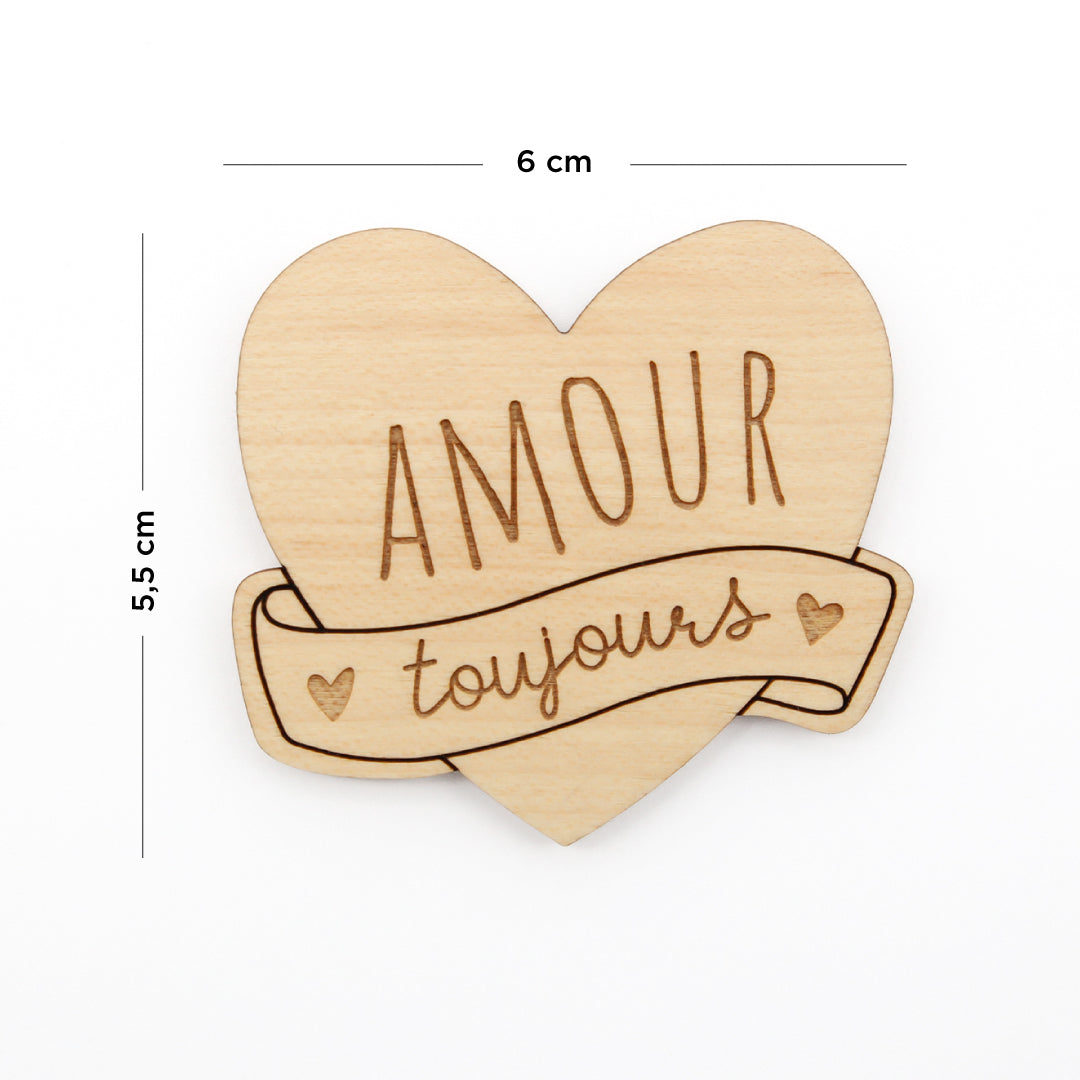 Magnets en bois Mots d'Amour
