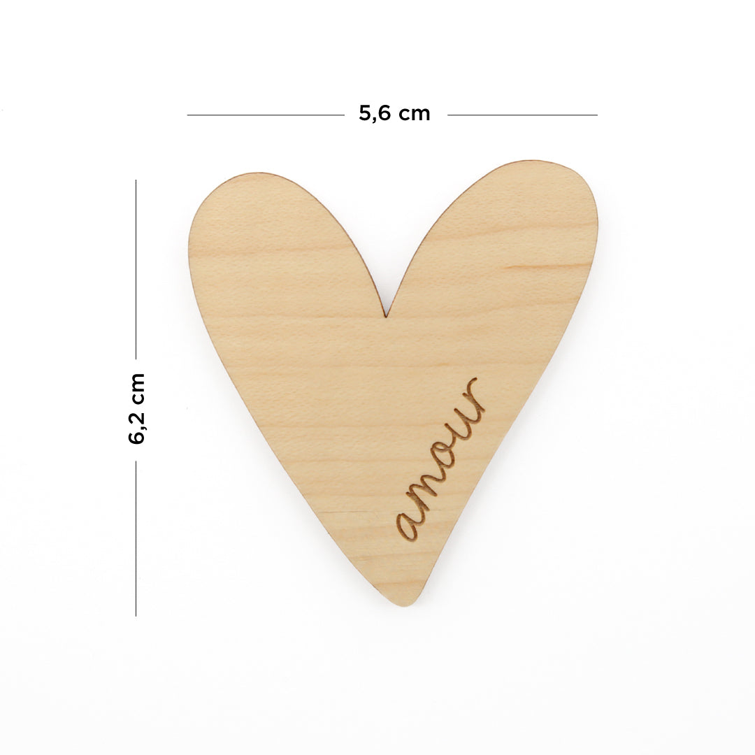 Magnets en bois Mots d'Amour