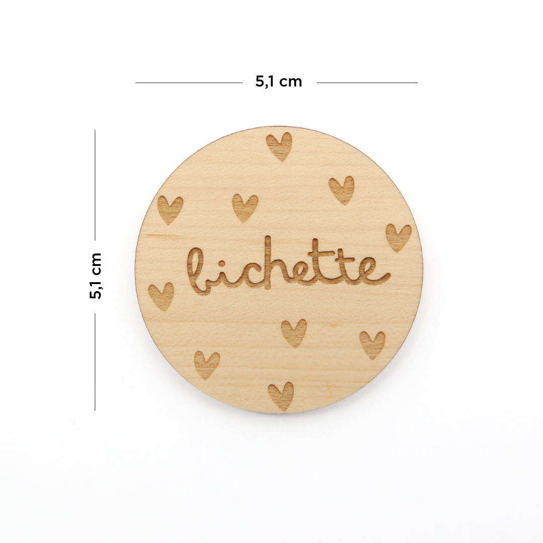 Magnets en bois Mots d'Amour