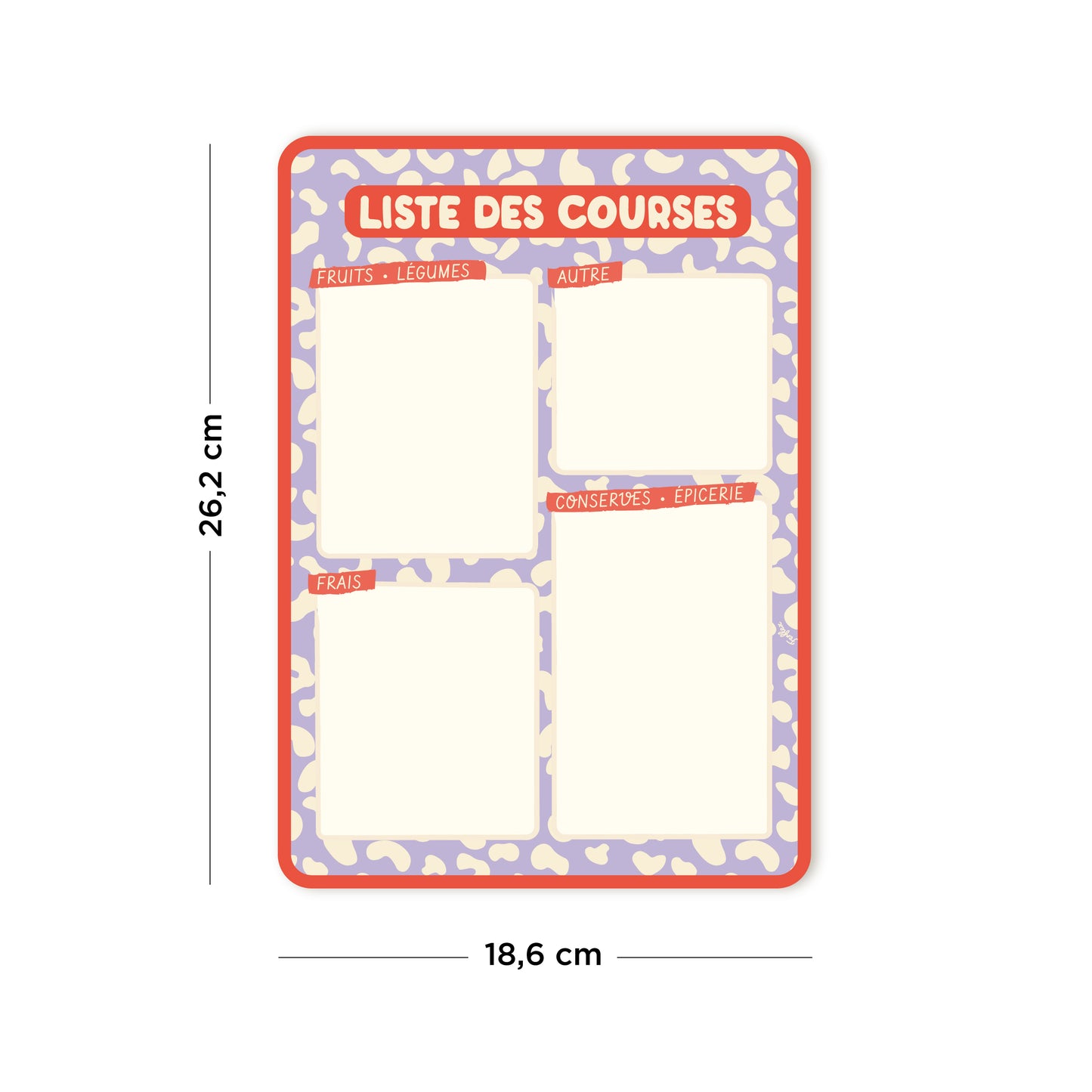 Liste de courses effaçable pour tableau magnétique