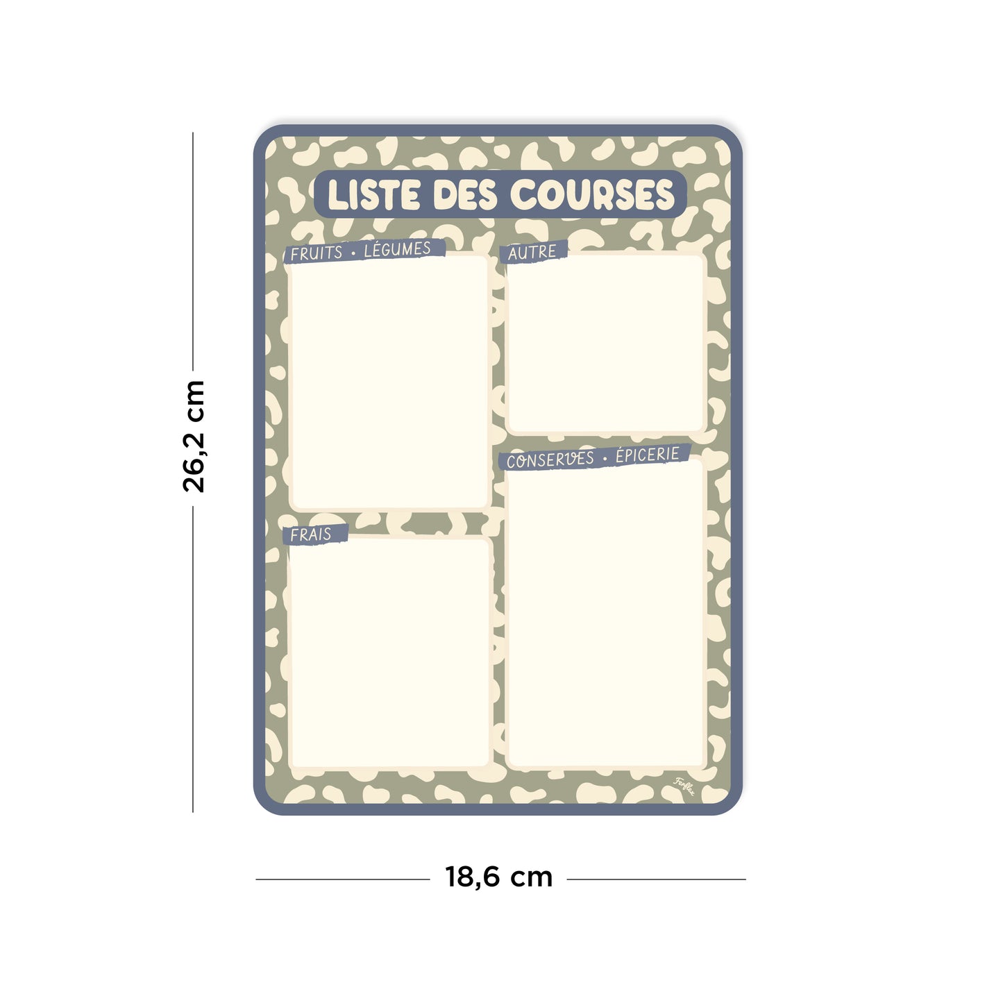 Ardoise souple rectangulaire frigo pour liste courses