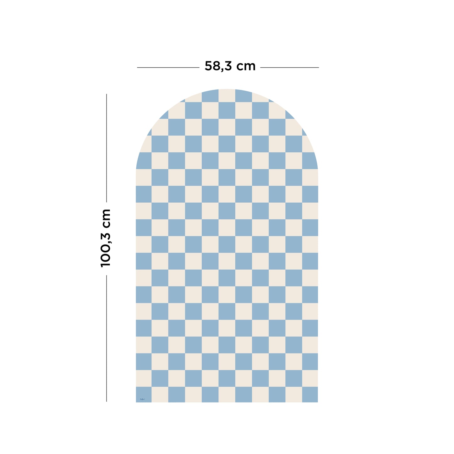 Dimensions du revêtement arche damier Ferflex®, 100,3cm de hauteur par 58,3cm de largeur, revêtement souple, amovible