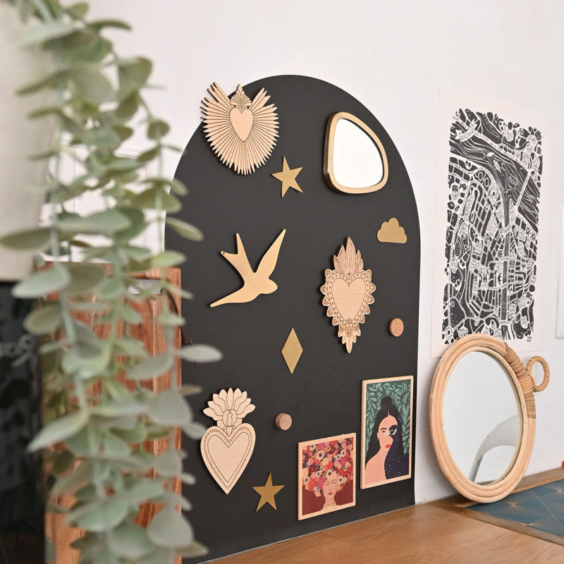 Ex-voto magnétique en bois - Cœur sacré