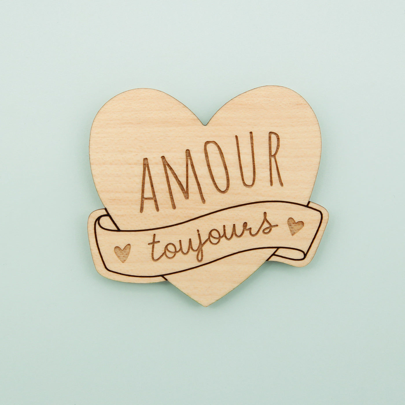 Magnets en bois Mots d'Amour