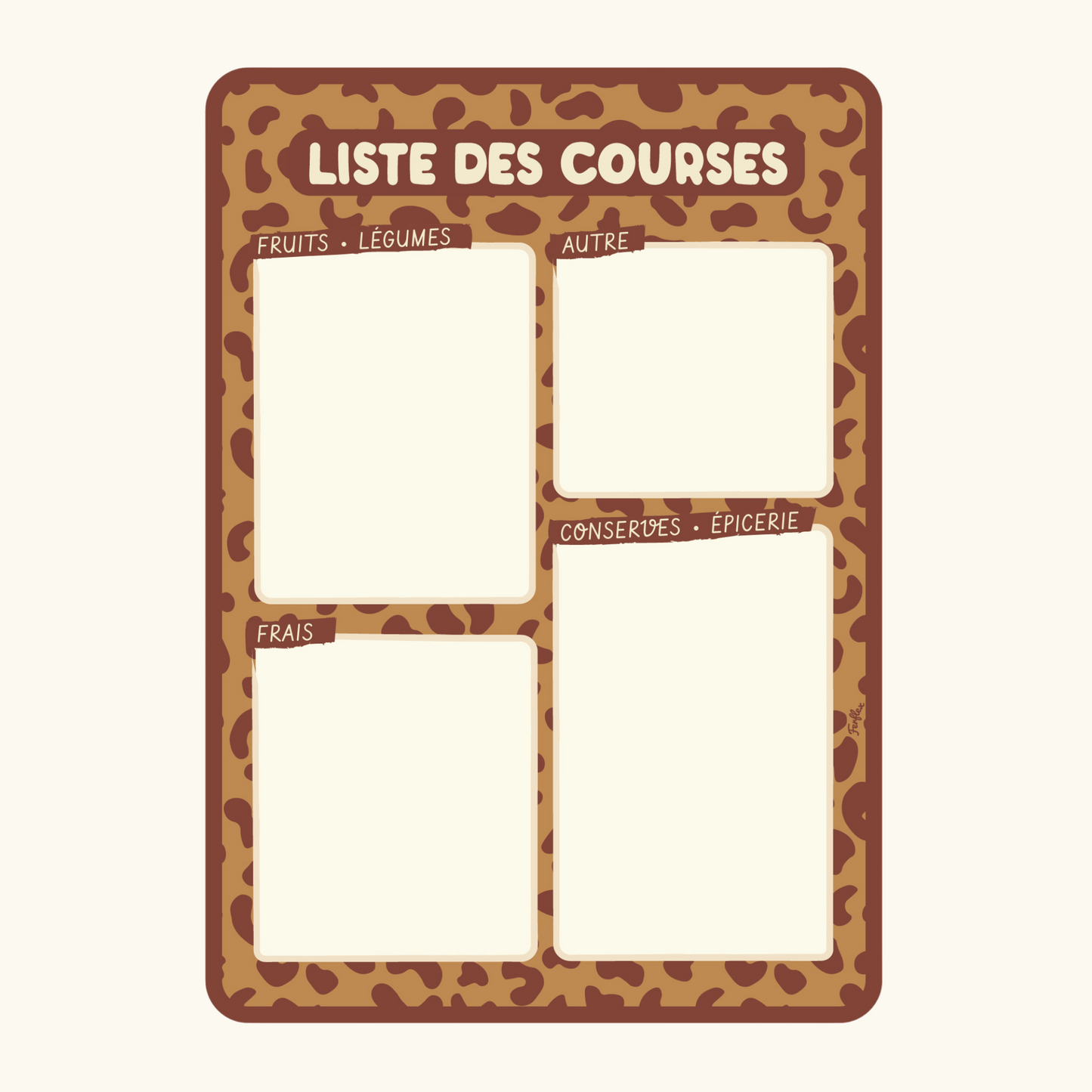 Liste de course format rectangulaire effaçable à sec idéal frigo