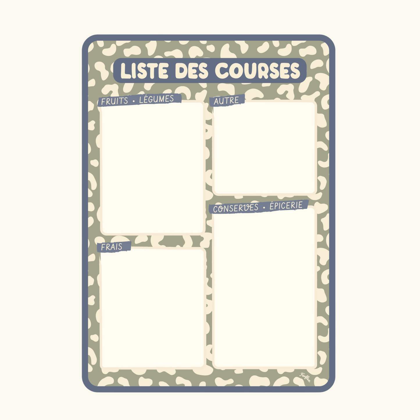 Planning liste courses magnétique cuisine coloris vert