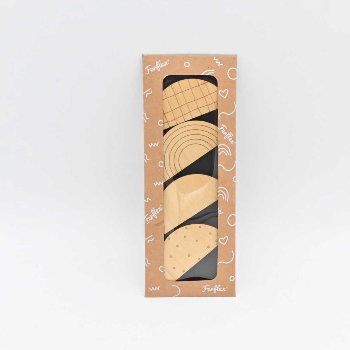 4 magnets en forme de demi-lune dans enveloppe kraft avec fenêtre transparente