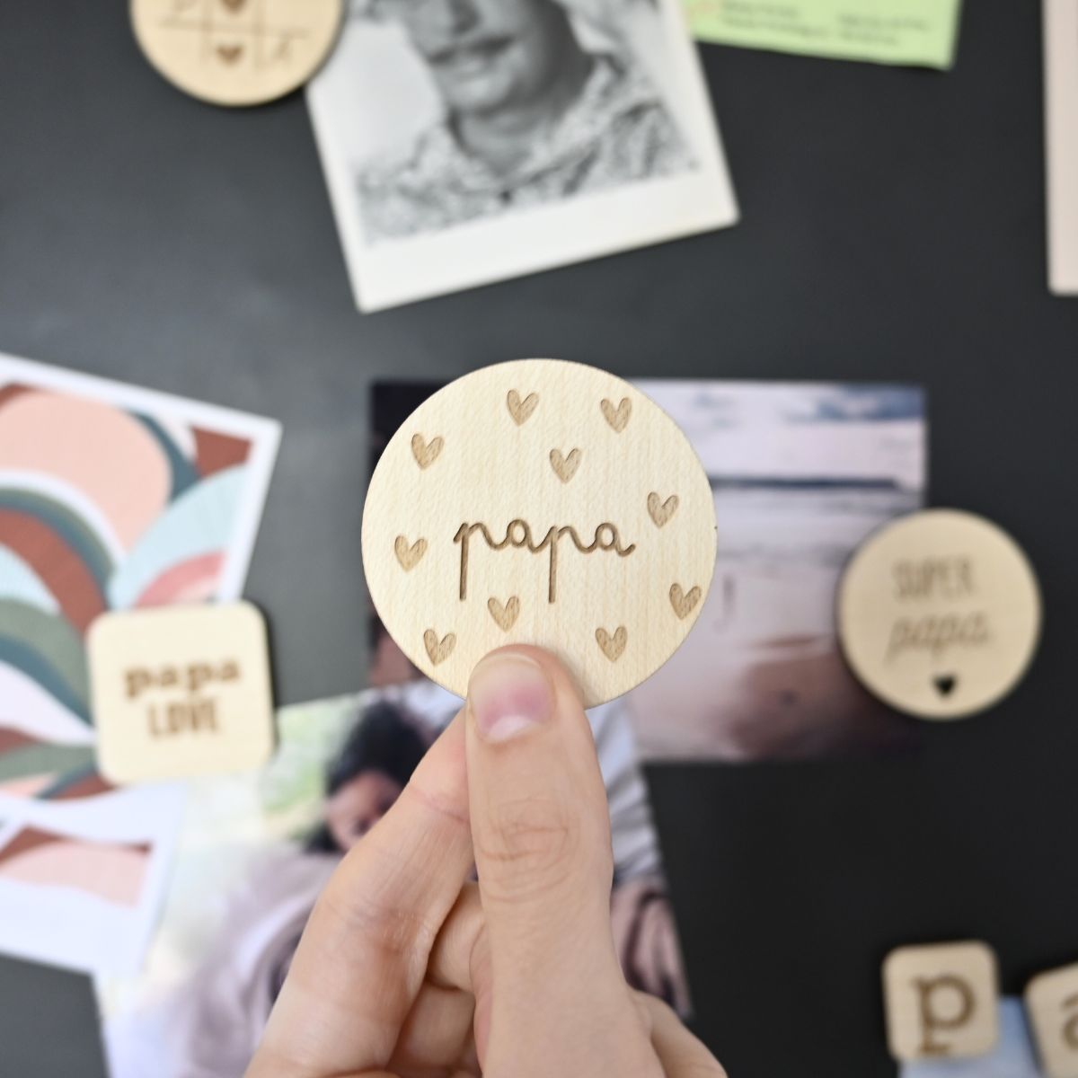 Magnets en bois Papa