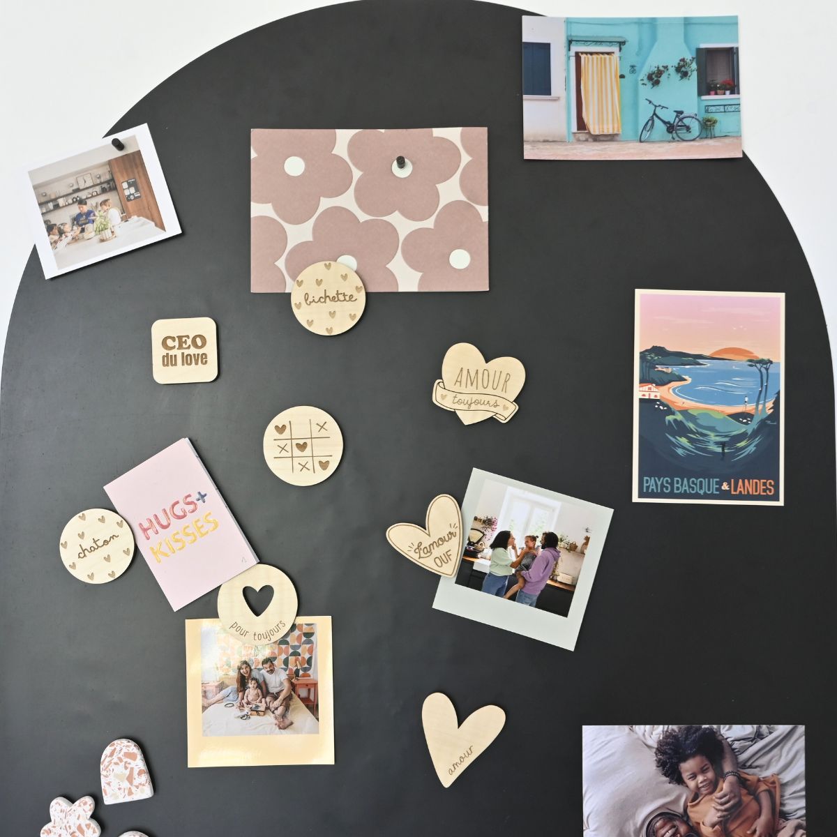 Magnets en bois Mots d'Amour