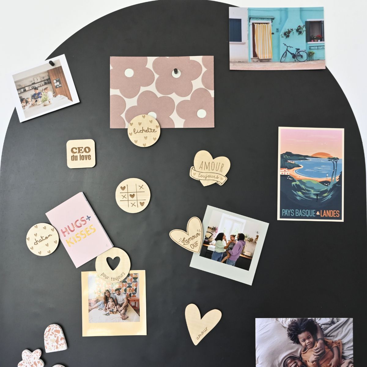 Magnets en bois Mots d'Amour