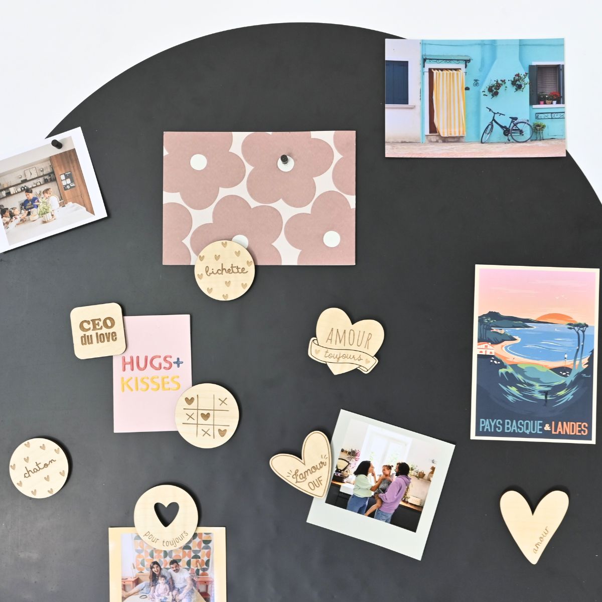 Magnets en bois Mots d'Amour