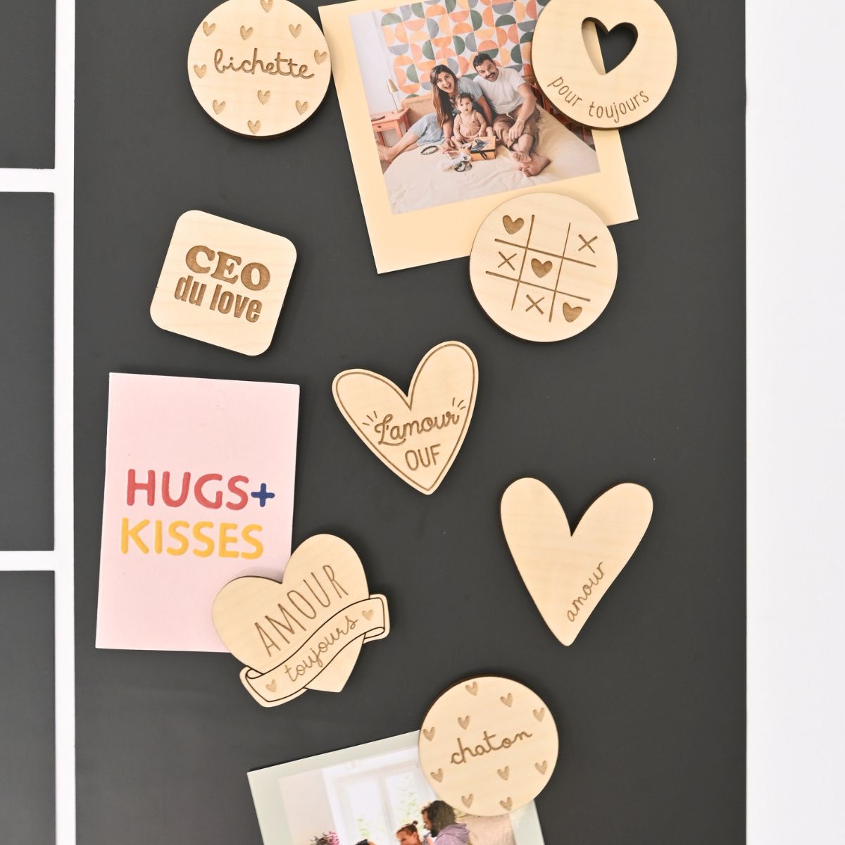Magnets en bois Mots d'Amour