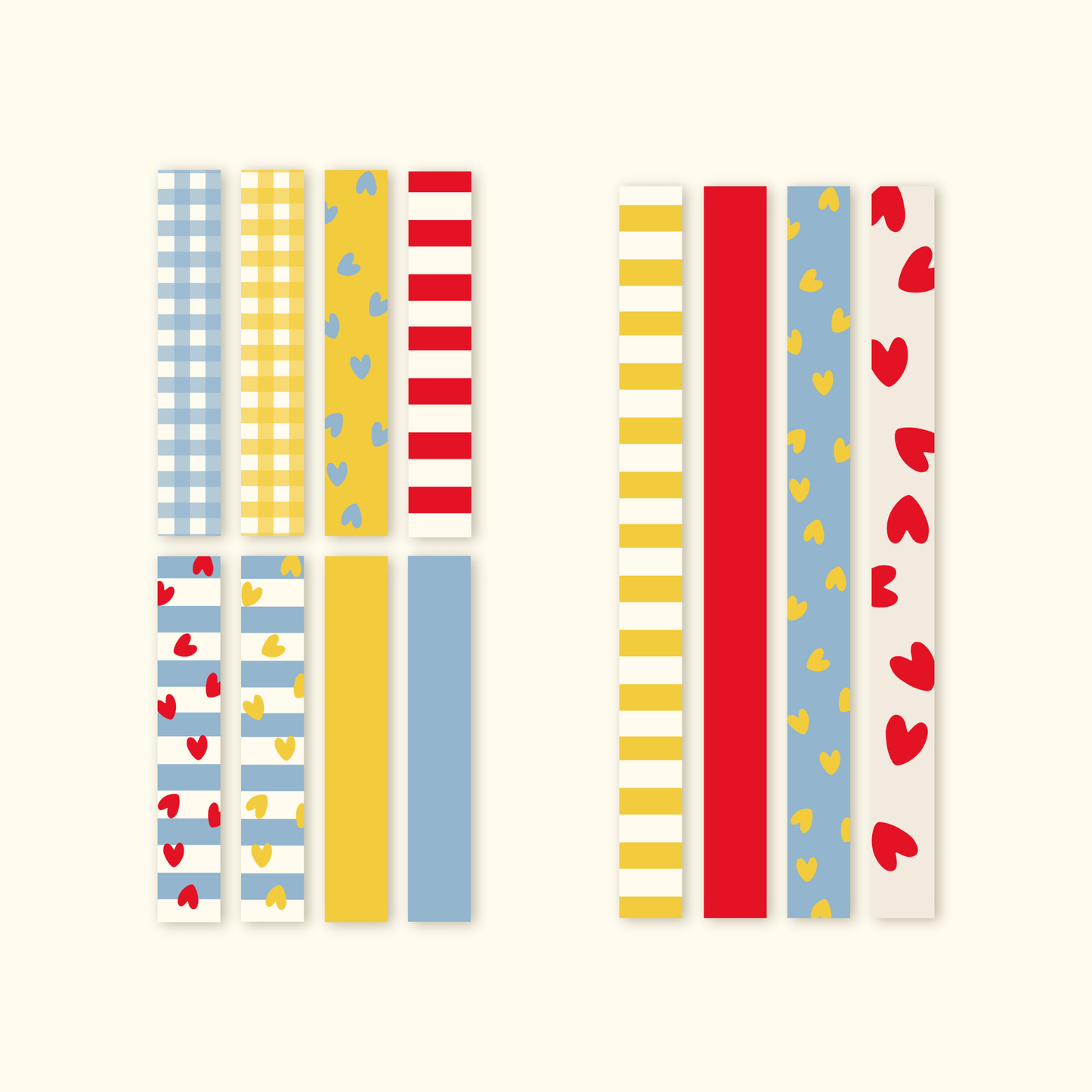Masking tape magnétique La Récréation, 12 bandes motifs variés