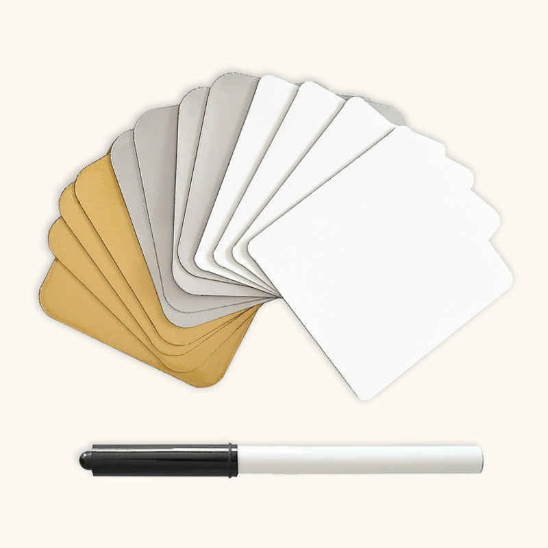 Pense-bêtes magnétiques blanc / or / argent