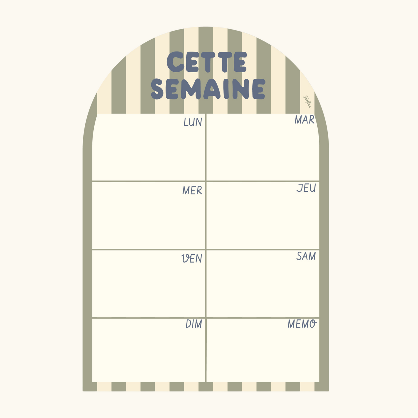 Cette semaine - Planning magnétique hebdomadaire Rayures