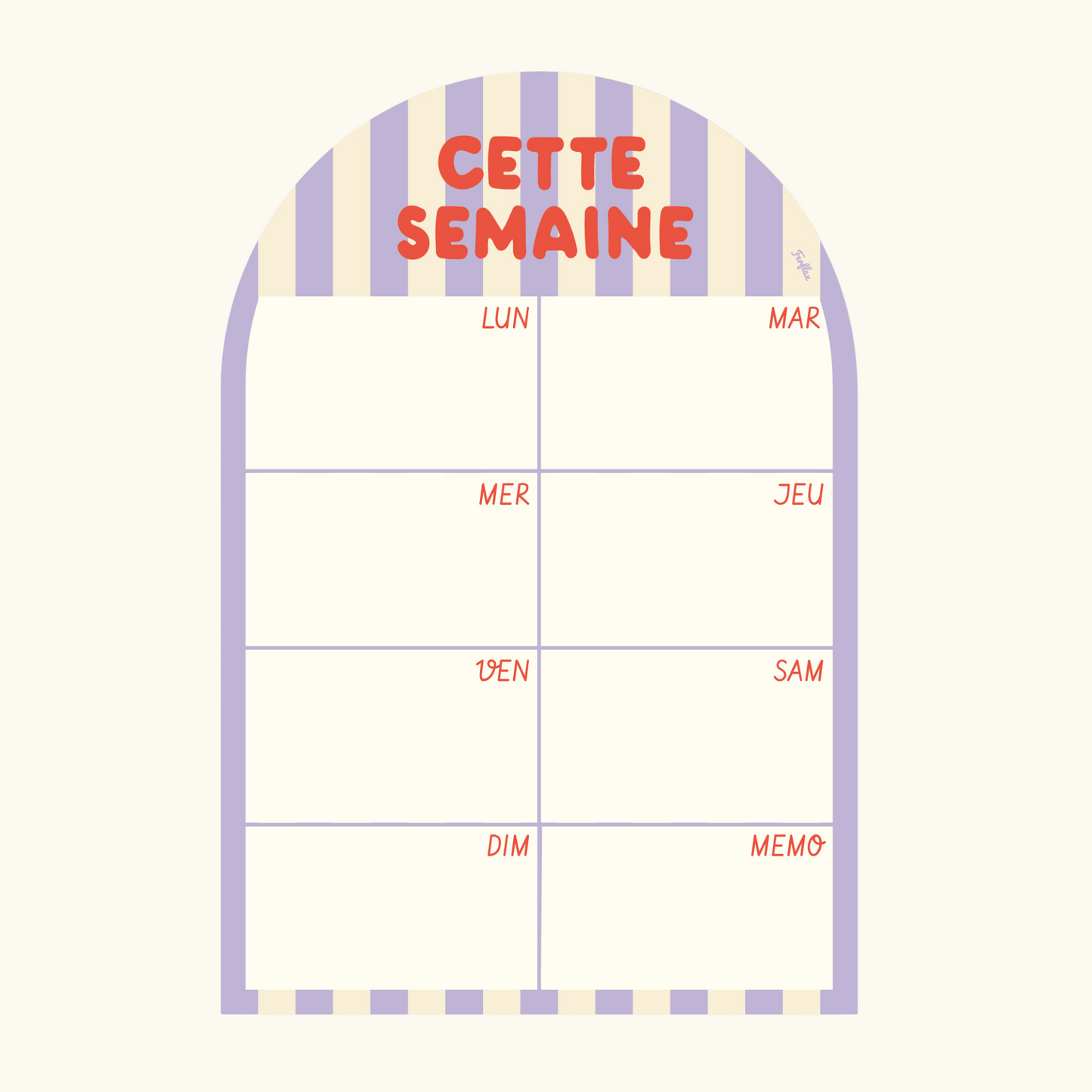 Cette semaine - Planning magnétique hebdomadaire Rayures