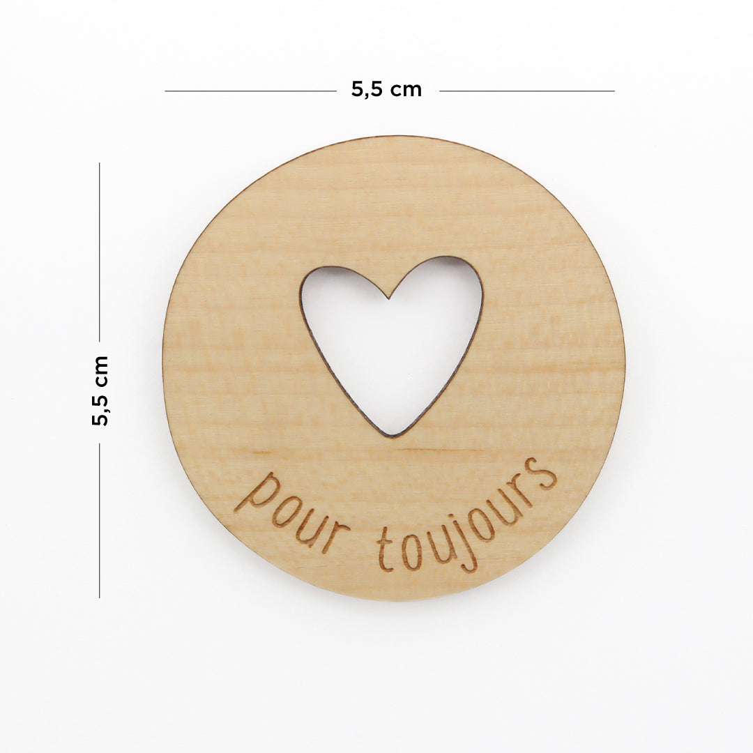 Magnets en bois Mots d'Amour