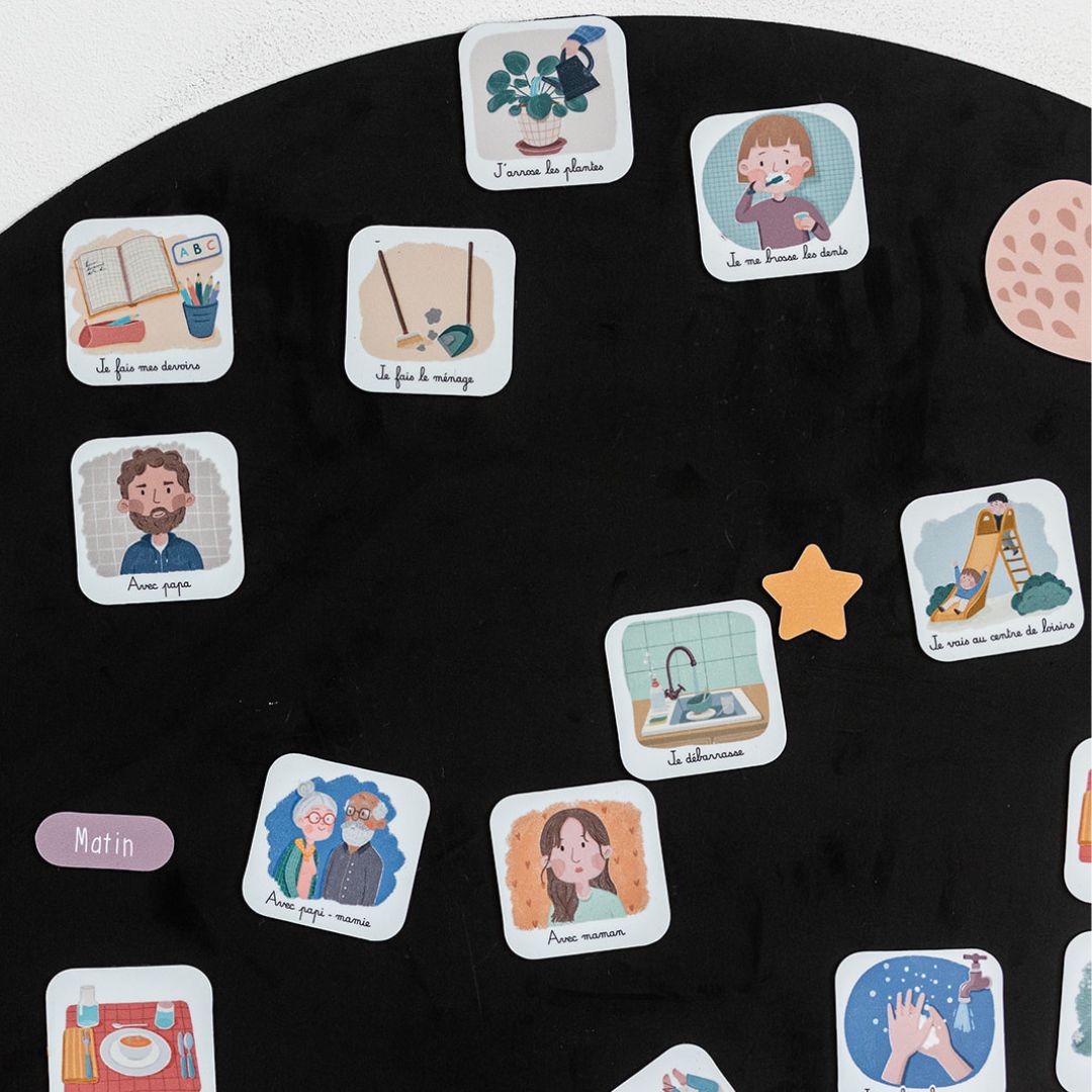 routine enfant matin et soir magnet à coller sur un tableau