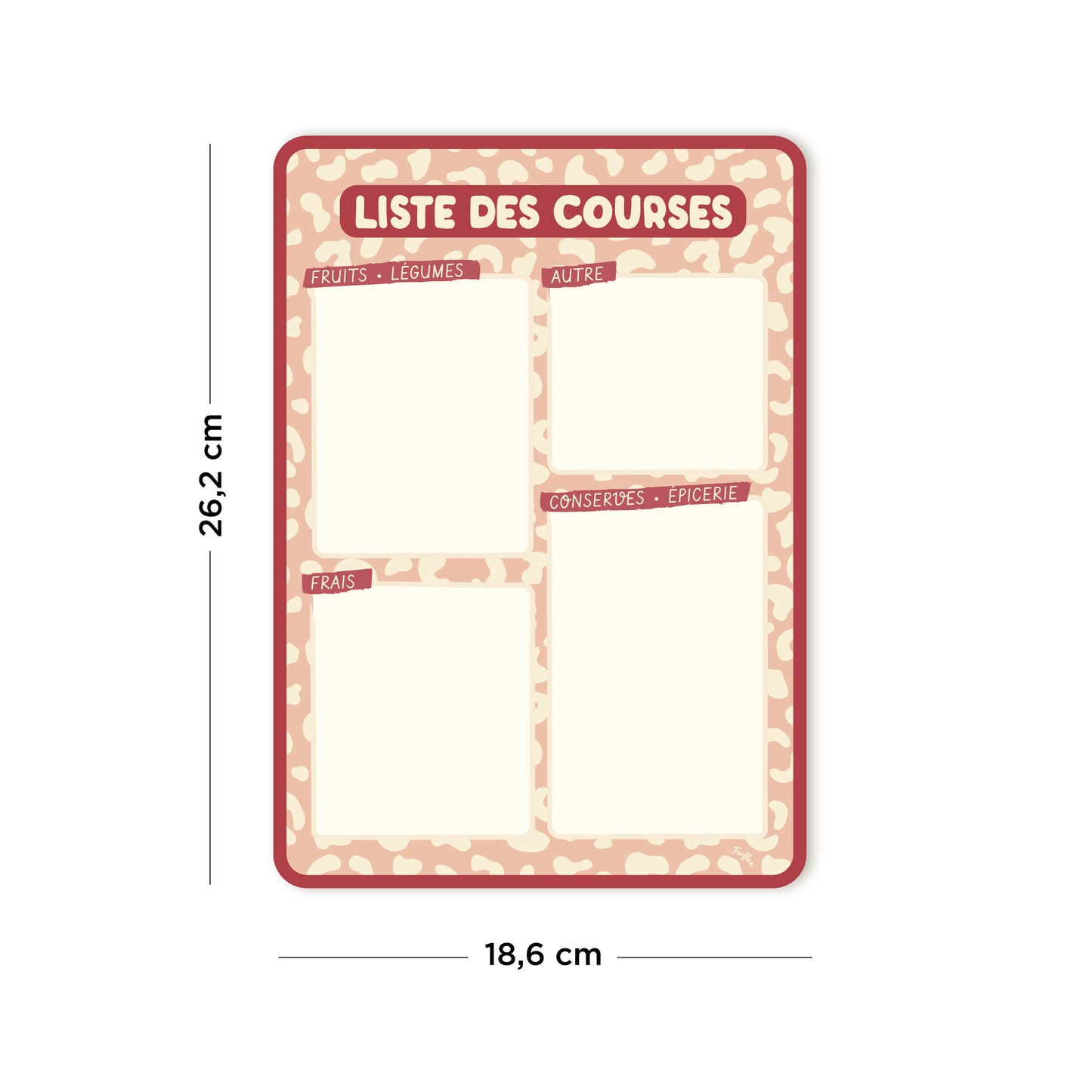 Planning liste courses magnétique cuisine motif léopard