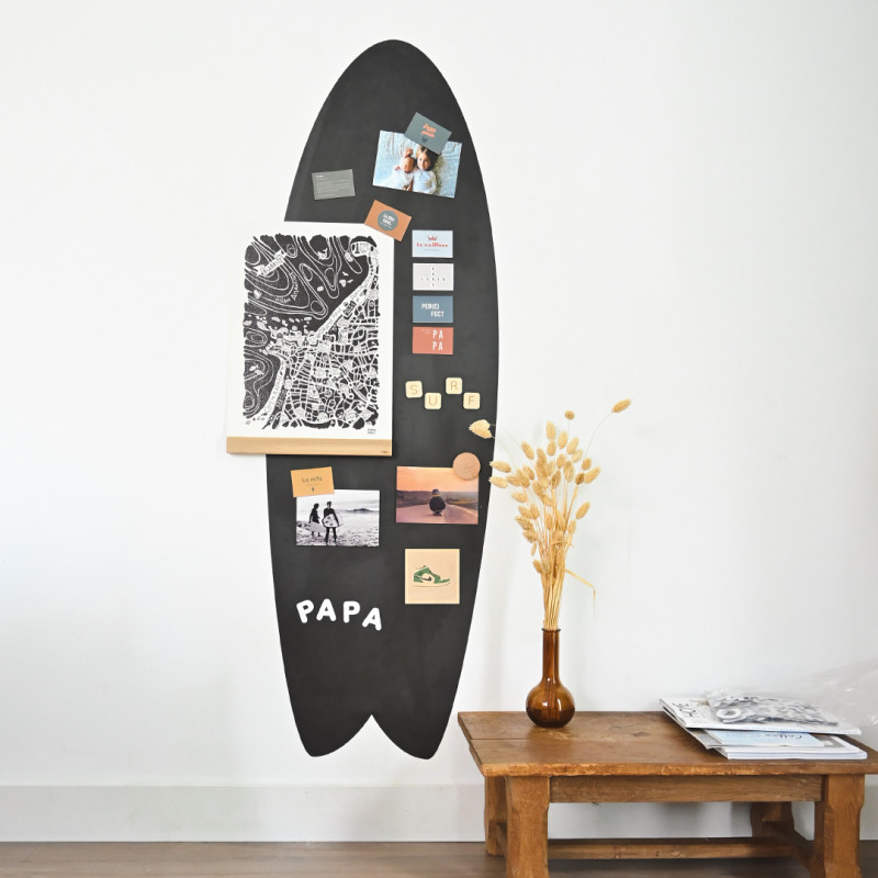 Tableau magnétique mural en forme de planche de surf