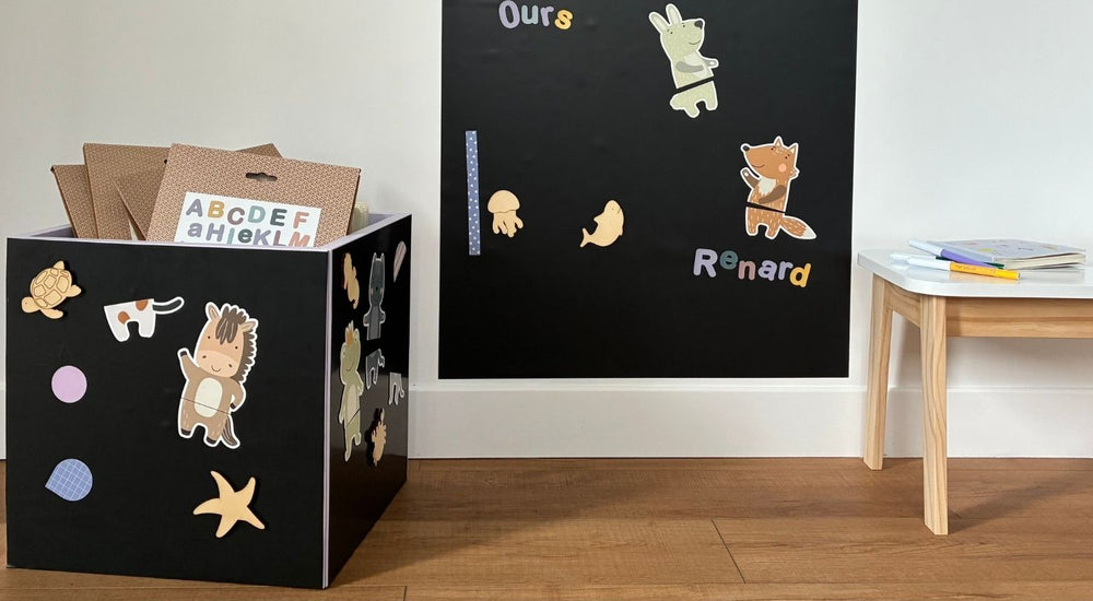Cube de rangement magnétique avec jeux magnétique dessus