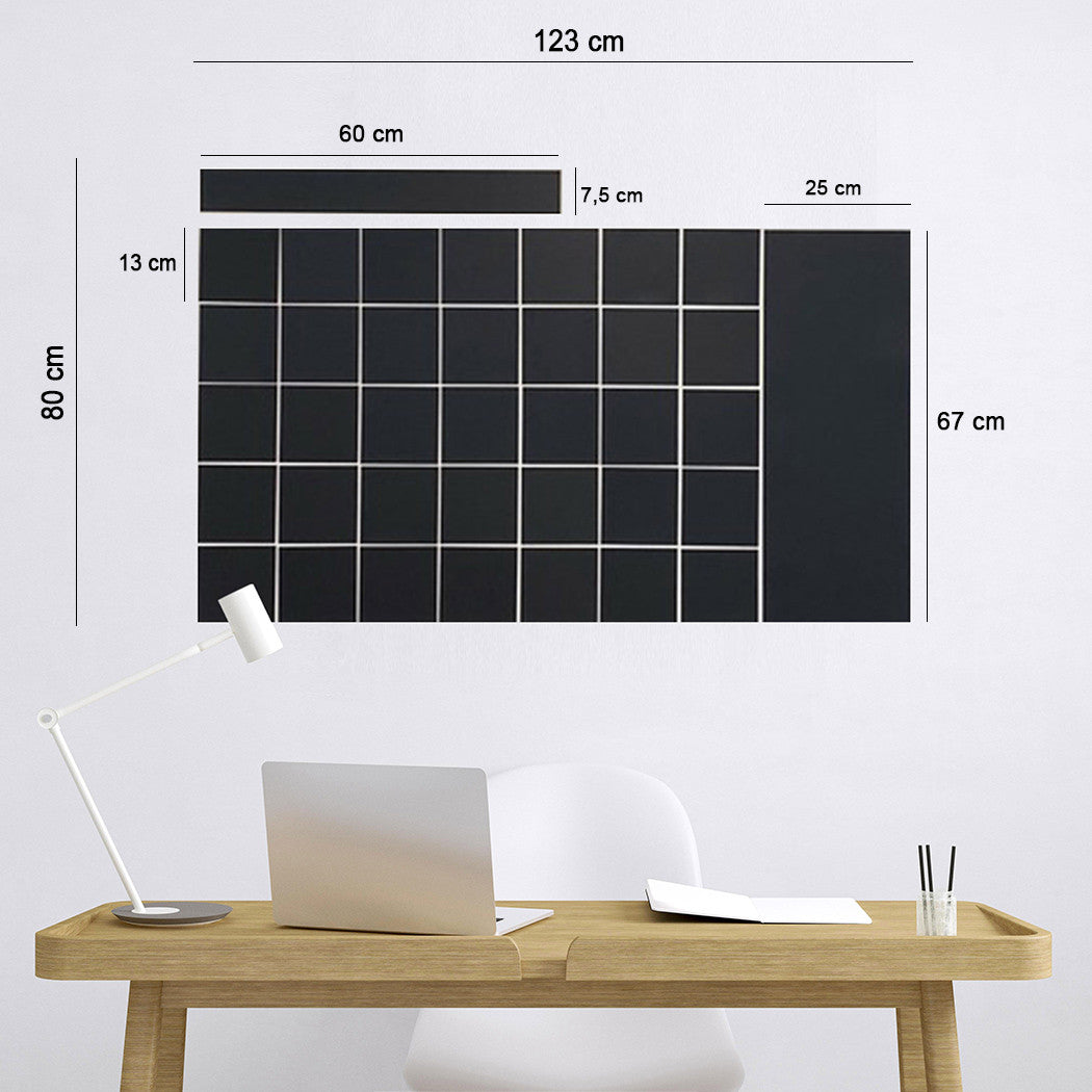 Schéma des dimensions du calendrier mural magnétique mensuel, 123 x 80 cm