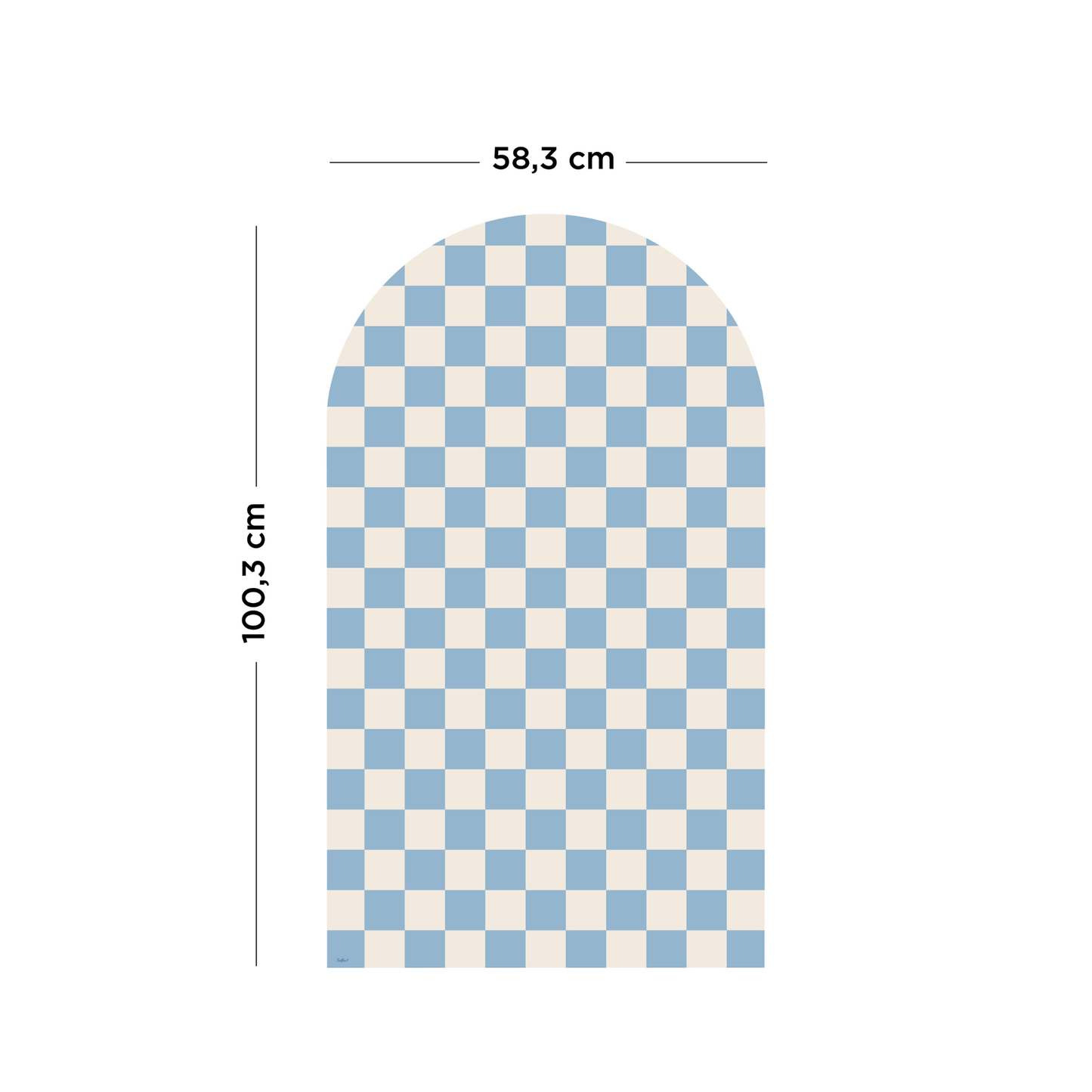 Dimensions du tableau magnétique arche damier 58,3cm de largeur sur 100,3cm de hauteur