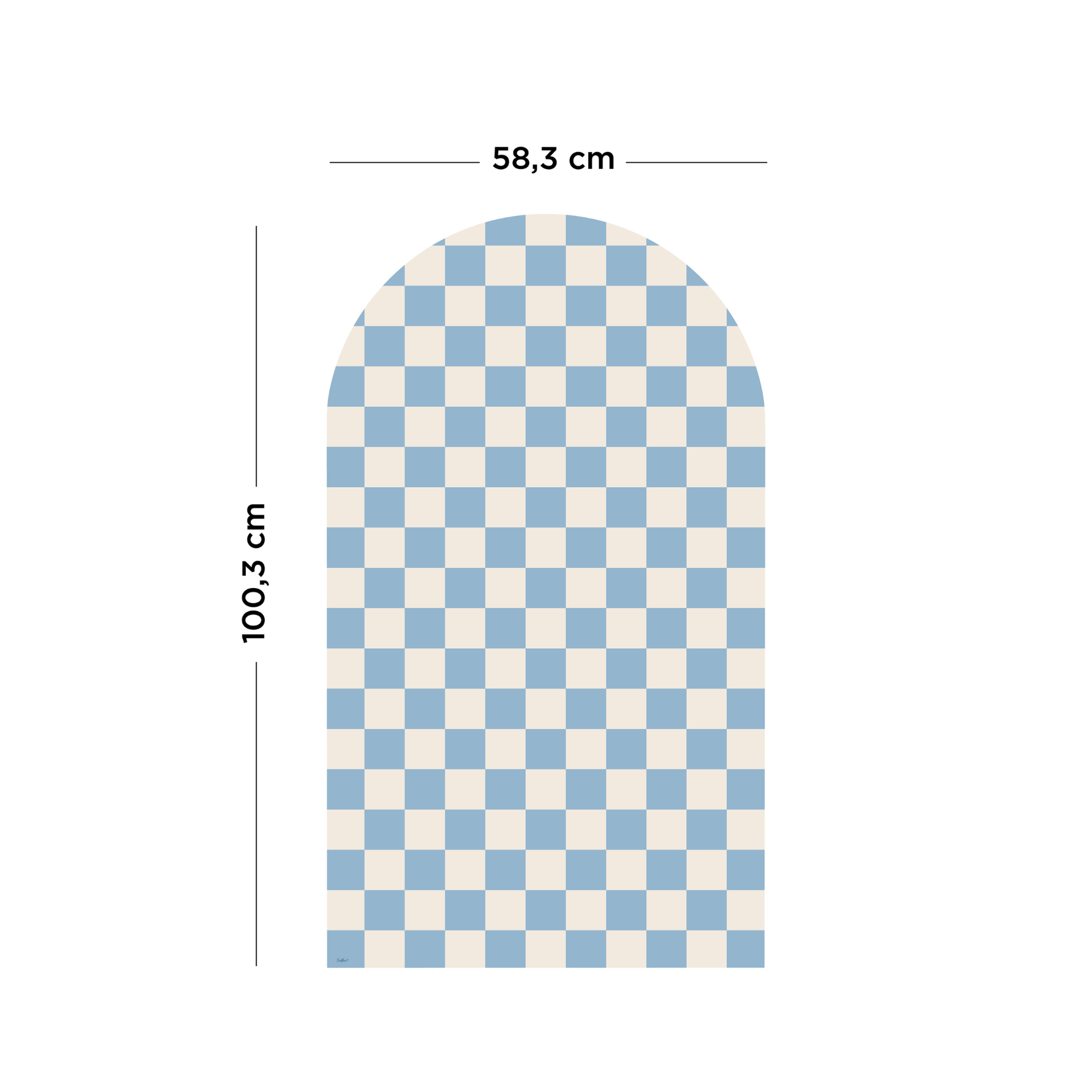 Dimensions du tableau magnétique arche damier 58,3cm de largeur sur 100,3cm de hauteur