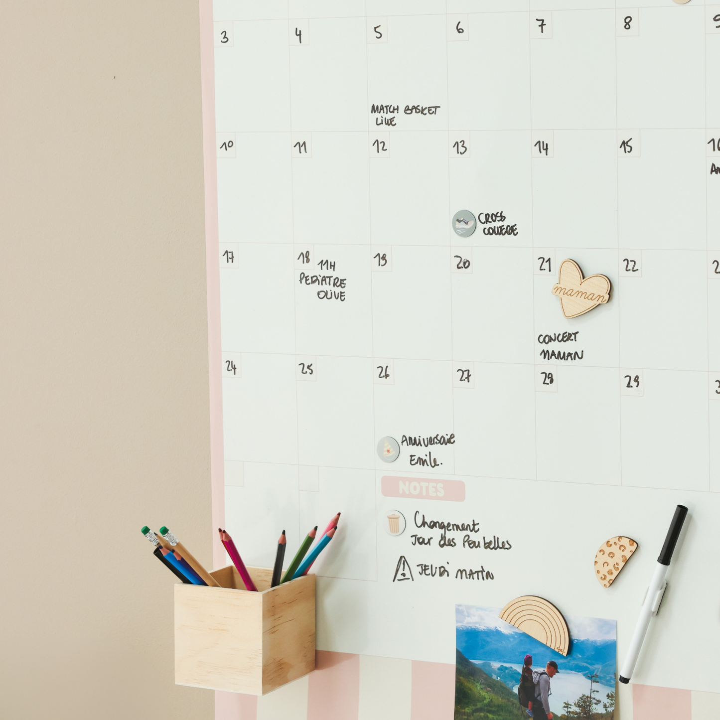 Calendrier magnétique mensuel perpétuel - Arche rayée