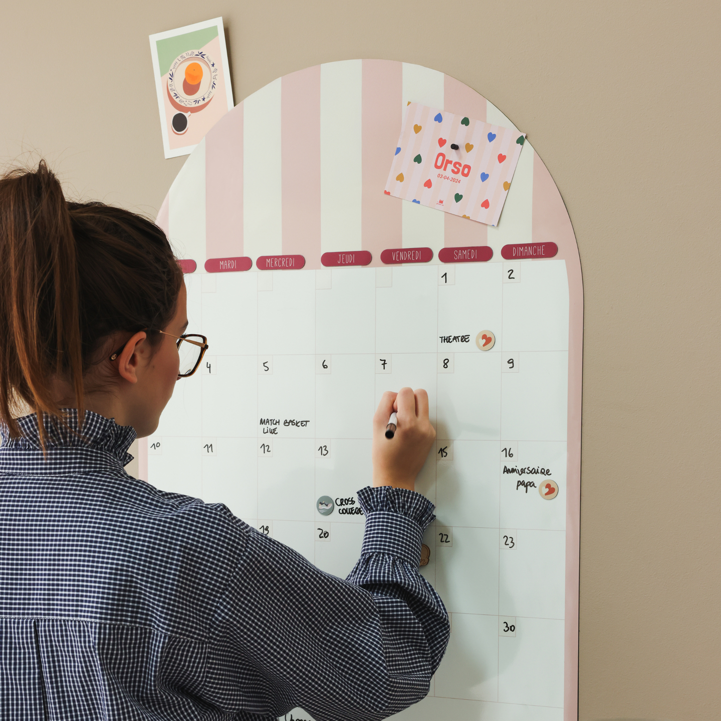 Calendrier magnétique mensuel perpétuel - Arche rayée
