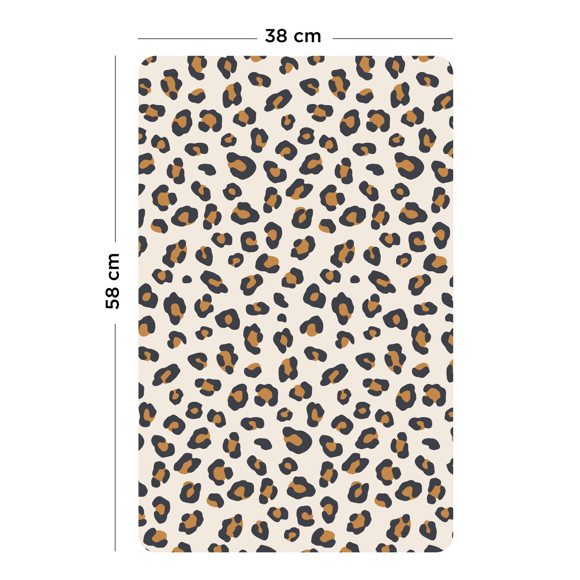 Visuel de la dimension du tableau magnétique rectangle léopard taille S - 38 x 58 cm