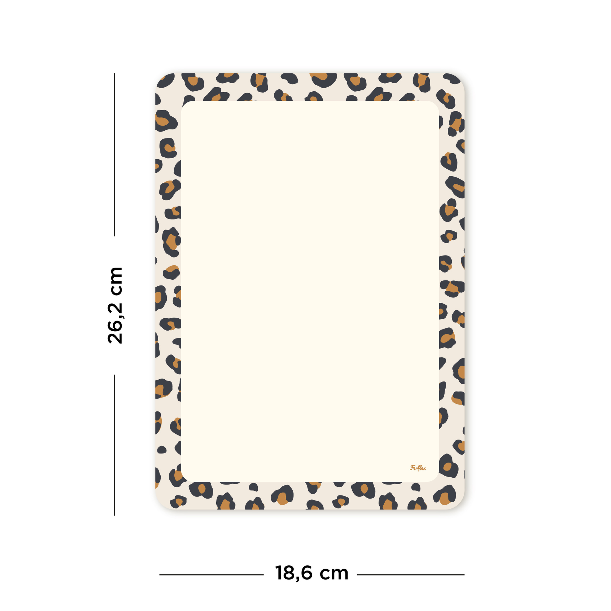 Packshot ardoise magnétque rectangle coins arrondis effaçable à sec Ferflex® - dimensions 26,2cm x 18,6cm