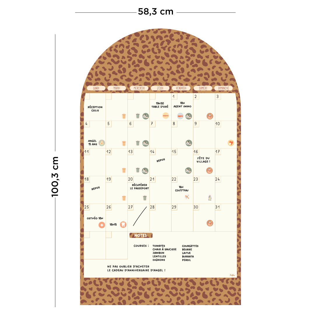 Calendrier magnétique mensuel perpétuel - Arche graou