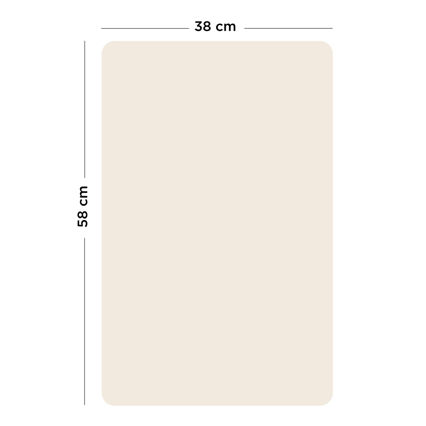 Visuel dimensions du tableau magnétique rectangle beige lin Ferflex® taille S, 38 x 58 cm
