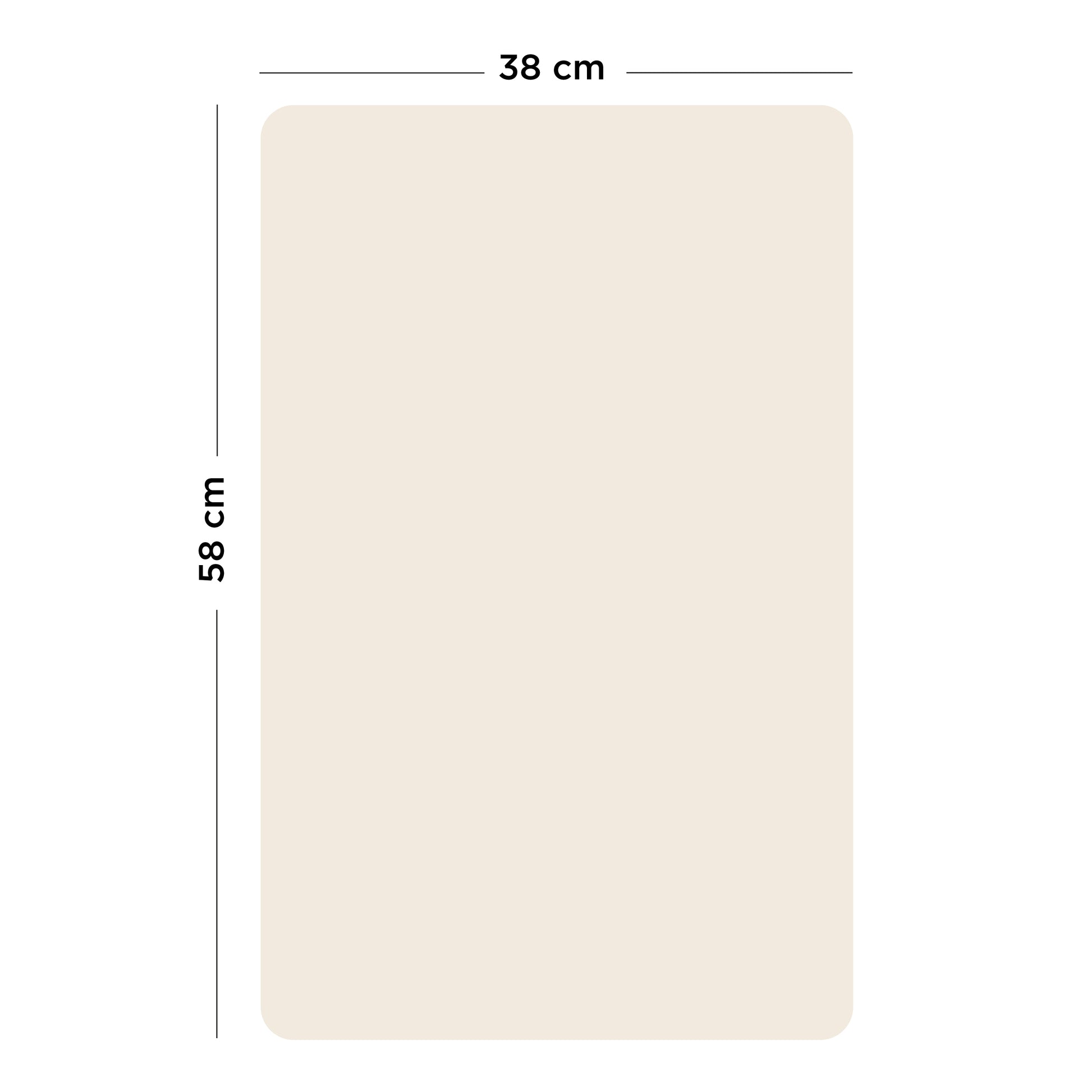 Visuel dimensions du tableau magnétique rectangle beige lin Ferflex® taille S, 38 x 58 cm