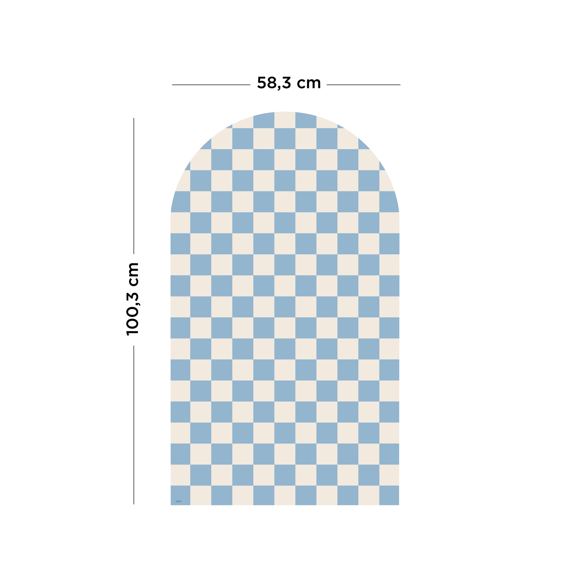 Dimensions du revêtement arche damier Ferflex®, 100,3cm de hauteur par 58,3cm de largeur, revêtement souple, amovible