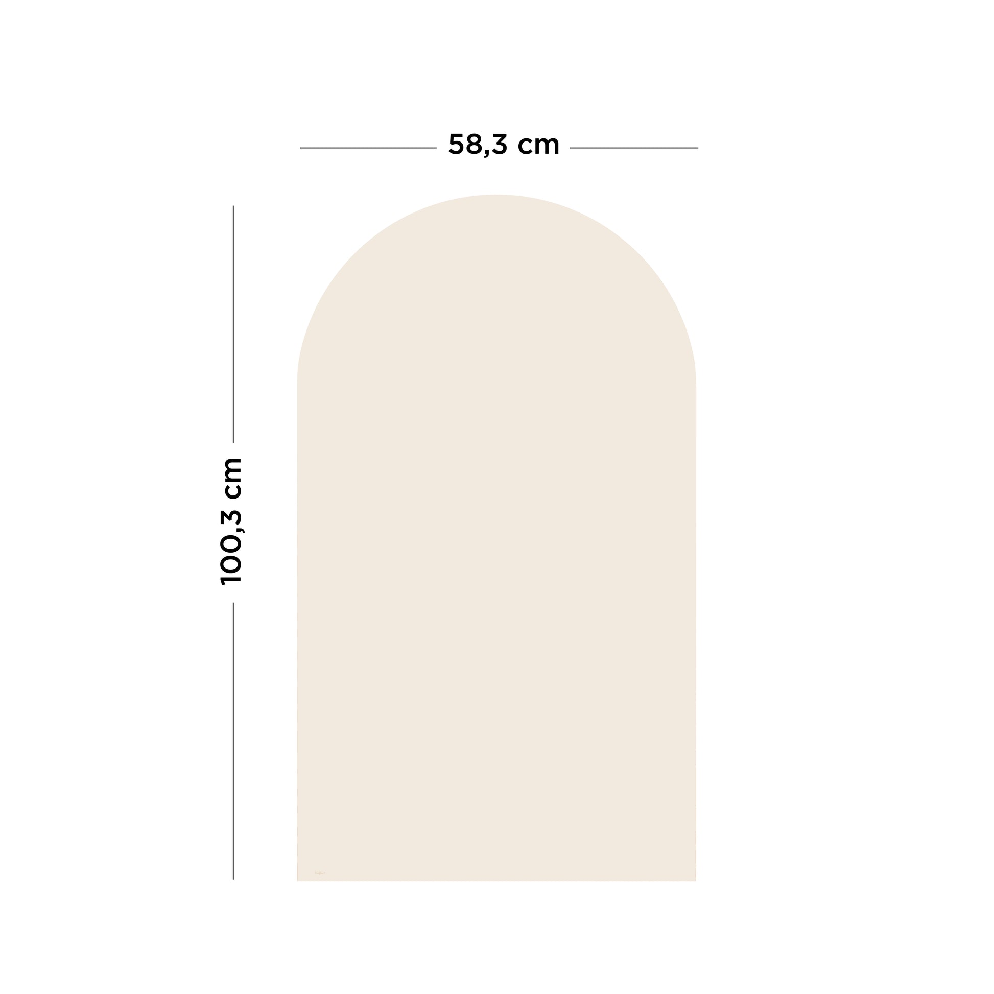 Visuel des dimensions du tableau magnétique arche beige lin Ferflex®