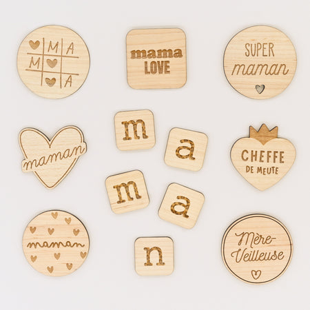 Magnet en bois pour maman, idée cadeau originale