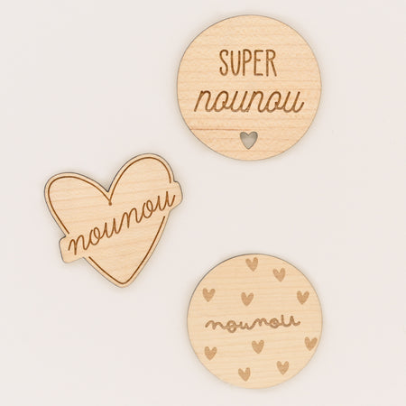 Magnet en bois pour nounou, gravé au laser, idée cadeau touchante et fabriquée en France