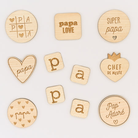 Magnet en bois gravé Papa, idée cadeau simple et touchante pour la fête des pères