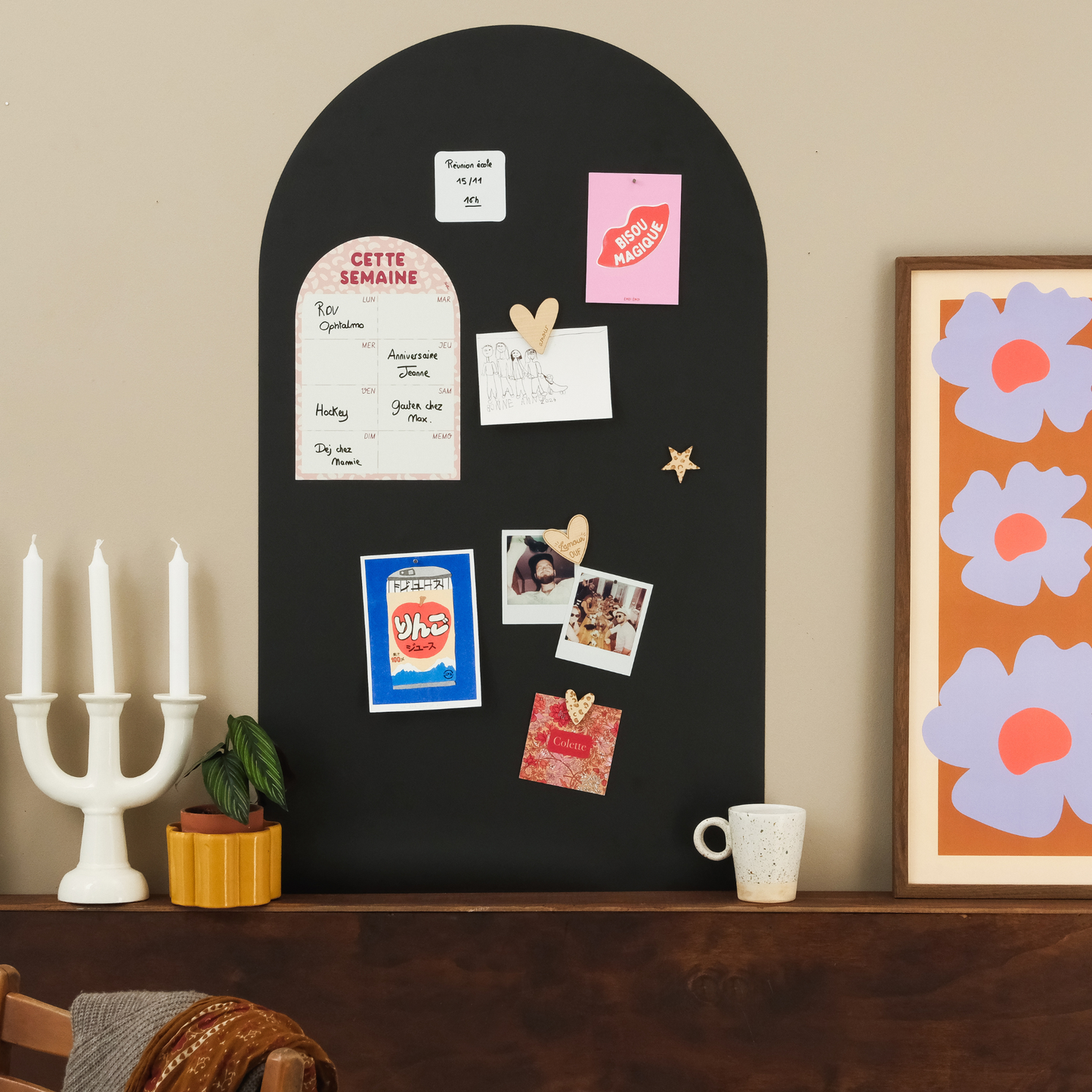 Kit papier peint magnétique arrondi adhésif repositionnable