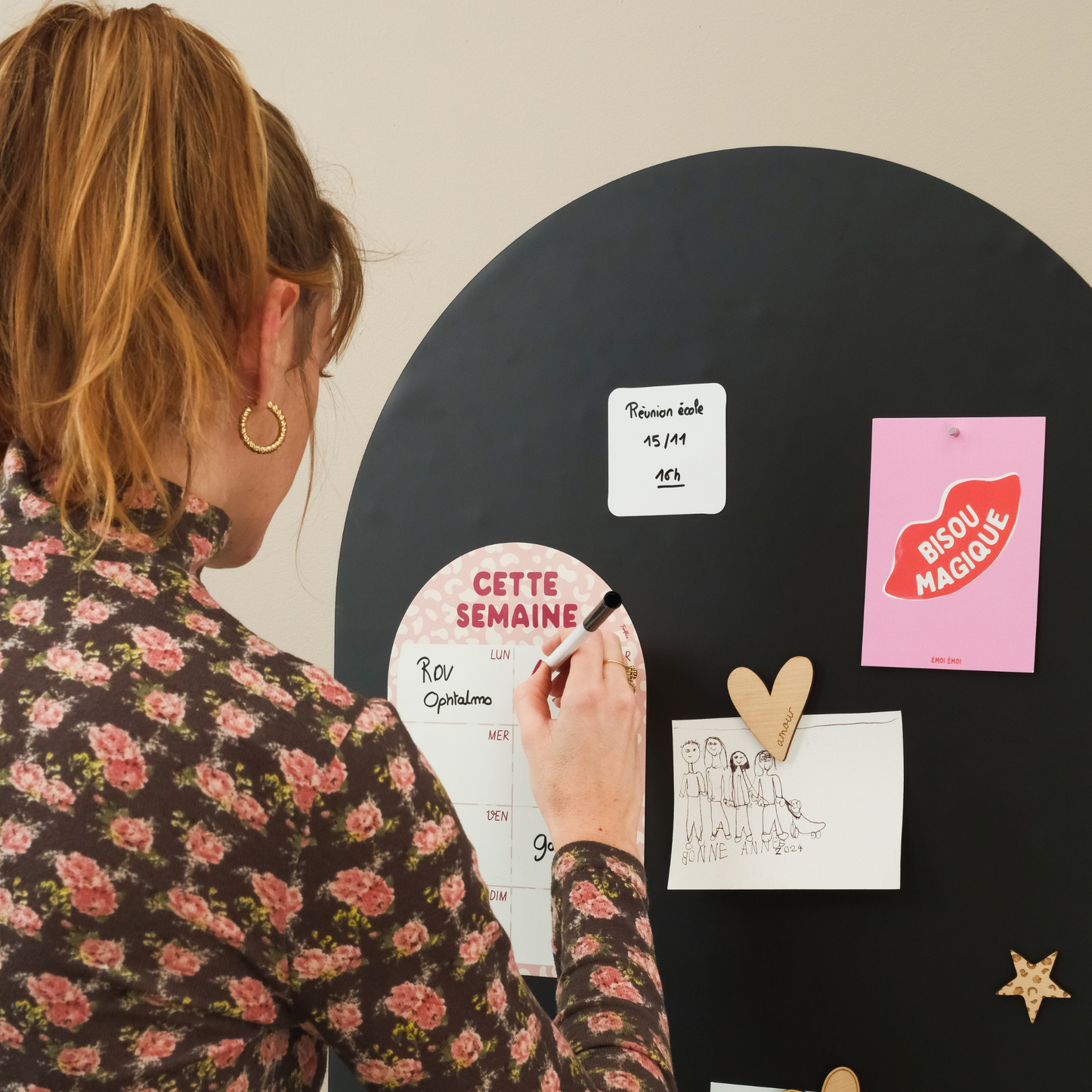 Kit papier peint magnétique arrondi adhésif repositionnable