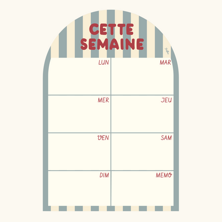 Cette semaine - Planning magnétique hebdomadaire Rayures