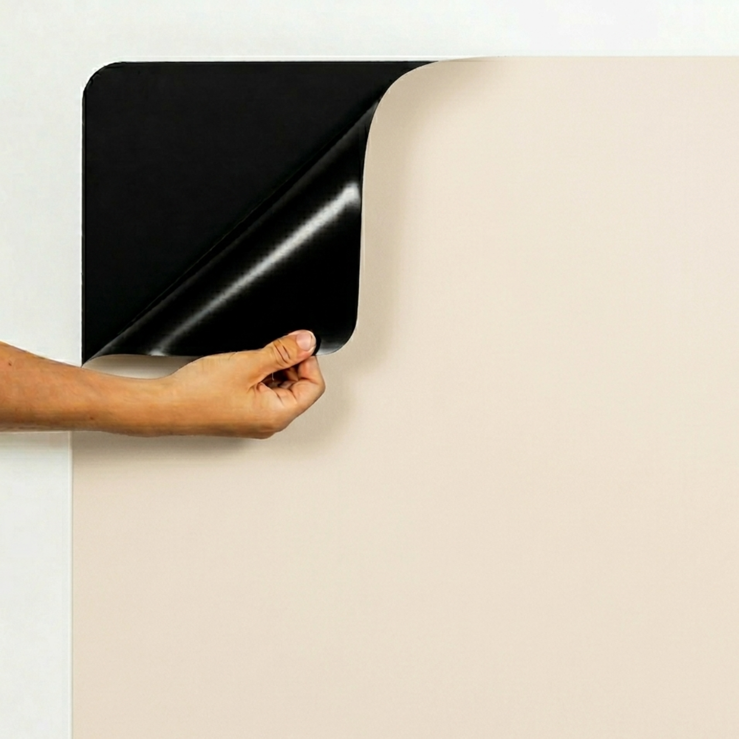 Revêtement beige lin amovible, aimanté sur tableau magnétique rectangle noir Ferflex